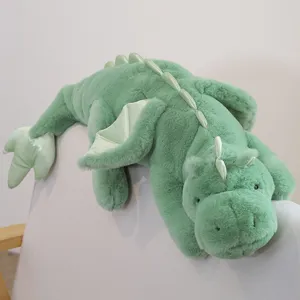 Peluche dragon vert animal en peluche mignon long coussin oreiller doux dinosaure jouet cadeau