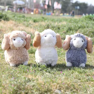 Big horn sheep plush toy cute stuffed animal doll soft kids gift toy khaki white grey set