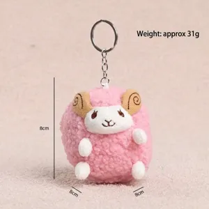 Süßes flauschiges rosa Schaf Plüsch Schlüsselanhänger Stofftier Tasche Anhänger für Schlüssel.