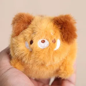 Mignon petit panda roux en peluche douce et ronde porte-clés animal jouet moelleux