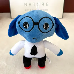 Blauer Kopf Plüschtier Puppe mit Brille Krawatte Horror Spiel Peripherie weiches Kuscheltier
