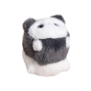 Mignon pendentif en peluche animale douce, charmant jouet noir et blanc pour sac a main.