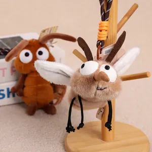 Cute mosquito plush toy keychain, quirky insect bag charm and fluffy stuffed doll pendant.