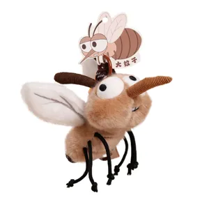 Cute mosquito plush toy keychain, funny insect pendant for bags, soft stuffed doll ornament.