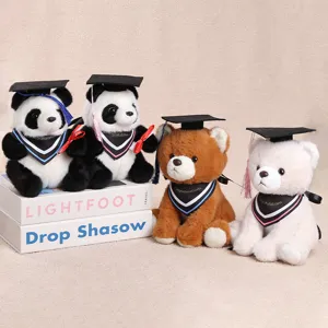Set de peluche de graduación lindos muñecos de animales panda y oso con birrete decoración