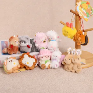 Cute magnetic pairing plush toy keychain couple bag charm cute animal fluffy gift