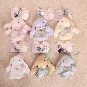Cute Chinese style rabbit plush toy keychain pendant backpack ornament fluffy doll gift