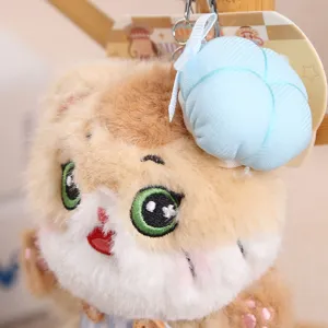 Cute plush cat keychain fluffy kitten doll pendant soft bag charm birthday gift for girls