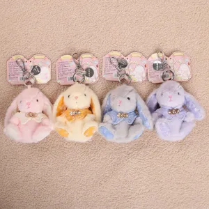 Cute plush rabbit keychain backpack pendant soft stuffed toy doll gift for girls 4pcs