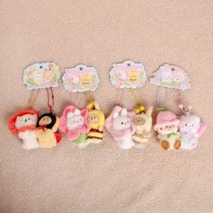 Cute pair plush magnetic keychains couple bag charms cartoon animal hanging pendant gifts