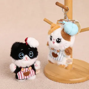 Cute cat plush toy keychain, soft stuffed animal doll pendant for girls birthday gift.
