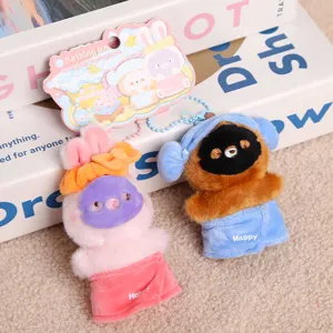 Cute magnetic couple plush toy keychain set, soft stuffed doll bag pendant gift items.