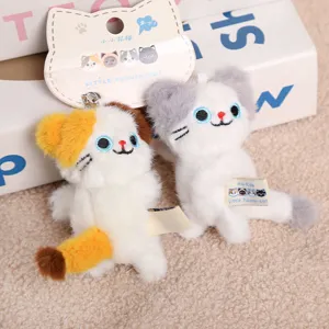 Magnetic Couple Cat Plush Keychains Cute Stuffed Animal Bag Pendant Gift for Couples
