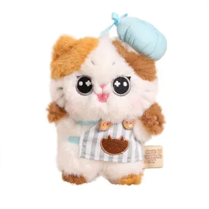 Cute cat plush toy keychain soft doll cute stuffed animal chef costume pendant birthday gift