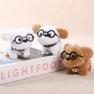 Schattige pluche puppy sleutelhanger met bril detail, perfecte tas ornament en speelgoed.