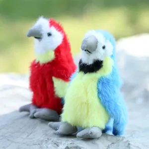 Cute plush parrot doll keychain, soft stuffed animal toy for cute bag charm and great gift.