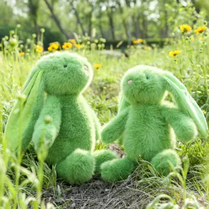 Green plush bunny stuffed animal soft toy cute rabbit pillow gift for kids and girls