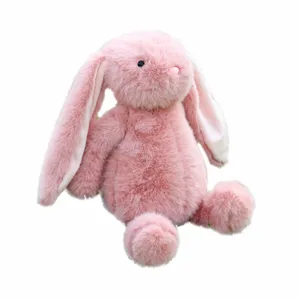Pink long ear bunny plush toy cute stuffed rabbit doll soft companion pillow for girls