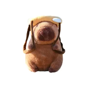 Süßes Wasserschwein Plüschtier mit Brothut Rucksack Design,weiche Kuscheltiere Puppe für Geschenke.
