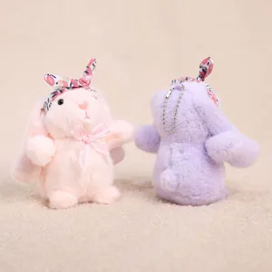 Peluche conejo llavero tierno colgante de conejito con lazo y diadema regalo de peluche