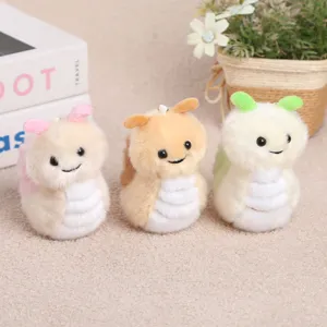 Cute plush caterpillar keychain pendant soft insect doll lovely bag charm toy for kids gifts