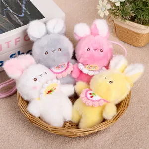 Mignon lapin en peluche porte-clés bavoir tricoté pendentif accessoire de sac joli
