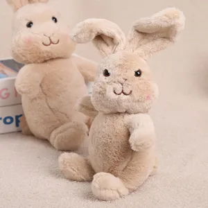 Schattig pluche konijn speelgoed met draaibaar hoofd, zachte stoffen pop als gezellig cadeau.