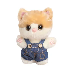 Cute plush cat keychain cartoon doll soft stuffed animal backpack bag charm pendant