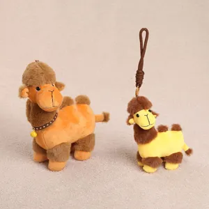 Cute plush camel toy and keychain pendant set, soft stuffed animal doll for kids and bags.