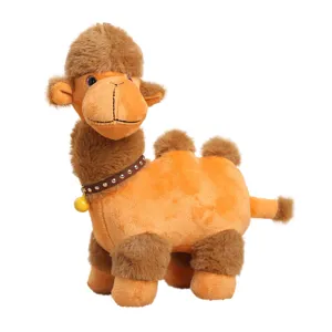 Cute plush camel stuffed animal toy with bells and collar soft toy for kids gift collection.