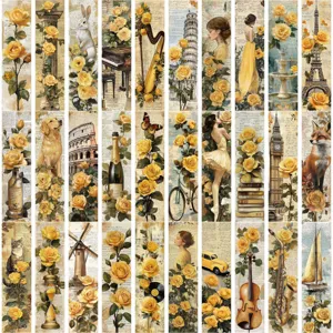 30pcs vintage golden garden bookmarks paper book markers for reading journaling DIY crafts.