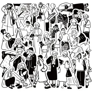 Minimalista Arte Línea Personas Pegatinas Paquete Negro Blanco Boceto Personajes Calcomanías Para Teléfono Botella De Agua DIY