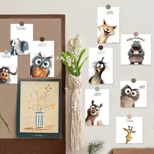 Cute Cartoon Animal Painted Decorative Cards Postcard Wall Art Poster Minimalist Coated Paper Home Decor