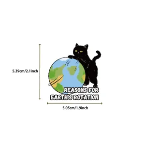 Adhesif autocollant chat noir terre impermeable sticker vinyle pour ordinateur tasse