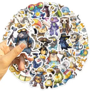 Cute cartoon animal stickers pack, 50pcs waterproof vinyl decals for phone, laptop, journal.