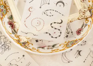 Retro line draft style sticker book celestial moon star DIY decorative craft sticker set