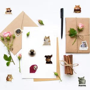 Set di adesivi carini con meme di animali impermeabili decorativi per diario e album.