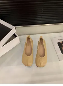 Donne gialle morbide piatte ballerine tempo libero punta tonda scarpe basse comode