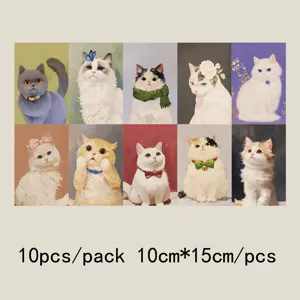 10 Stueck Katzen Postkarten Set, Vintage Oelgemälde Stil süße Kätzchen Fotokarten.