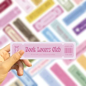 Esthetische boekenliefhebbers club papieren ticket boekenlegger voor leesdagboek decor.