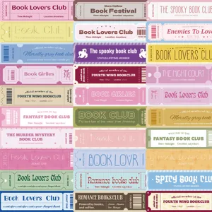 Close-up details van esthetische boekenliefhebber bladwijzers, vintage ticketstijl set.