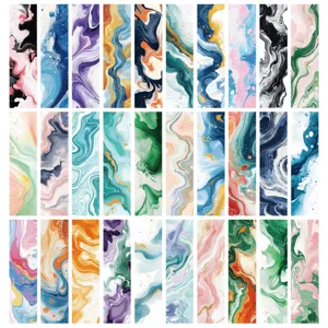 Kleurrijke papier fluid art boekenleggers met mooi marmer patroon voor alle lezers.
