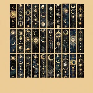 Juego de marcapáginas de papel celestial, 30 piezas diseños vintage únicos de estrellas y luna.