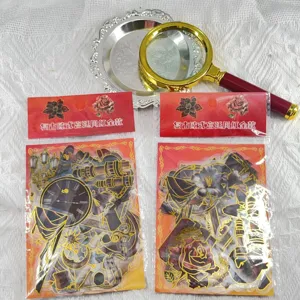 Gold-stamped vintage European court style red gold PET decorative stickers for journaling crafts.