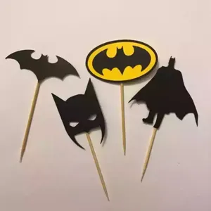 Σετ διακόσμησης τούρτας Batman, μαύρη χάρτινη διακόσμηση για πάρτι γενεθλίων.