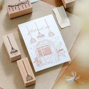 Houten stamp verlichting motief creatieve dagboek decoratie retro ontwerp knutsel gereedschap