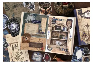 Vintage journal gift box set with creative stickers and retro aesthetic stationery supplies.