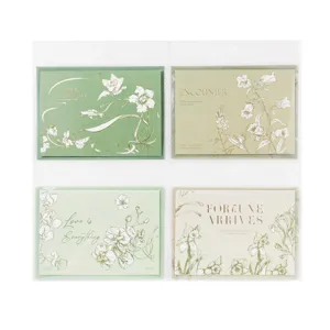 Lot de cartes de vœux et enveloppes dorées à chaud au design botanique pour cadeaux et messages.