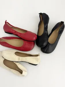 Comfortable soft leather flat ballet shoes for women stylish casual everyday footwear
