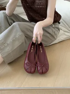 Scarpe basse ballerina punta spaccata fiocco stile dolce coreano donne comode morbide